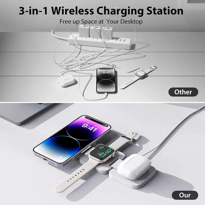 MagSnap™ - 3-In-1 Fast Charging, Foldable & Wireless Charger