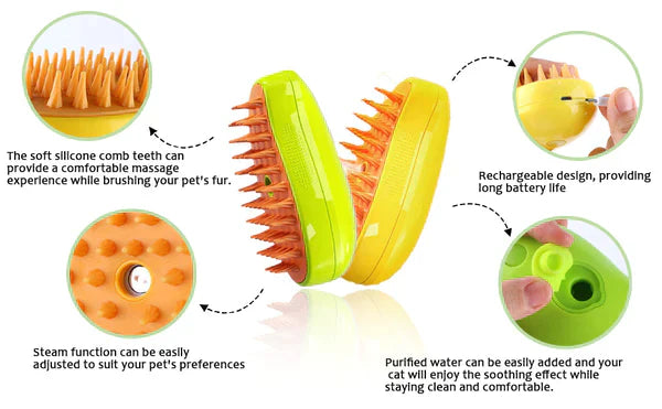 Steam Pet Brush™ - Healthy Skin, Hair Care & Pet Comfort